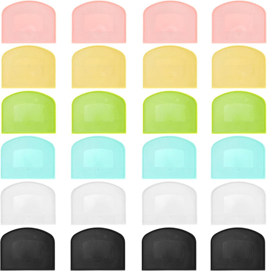 24 Pcs Plastic Dough Scraper Set Multipurpose Bench Cake Cutter Flexible Scraper Spatula for Cake Bread Pizza Food Pastry