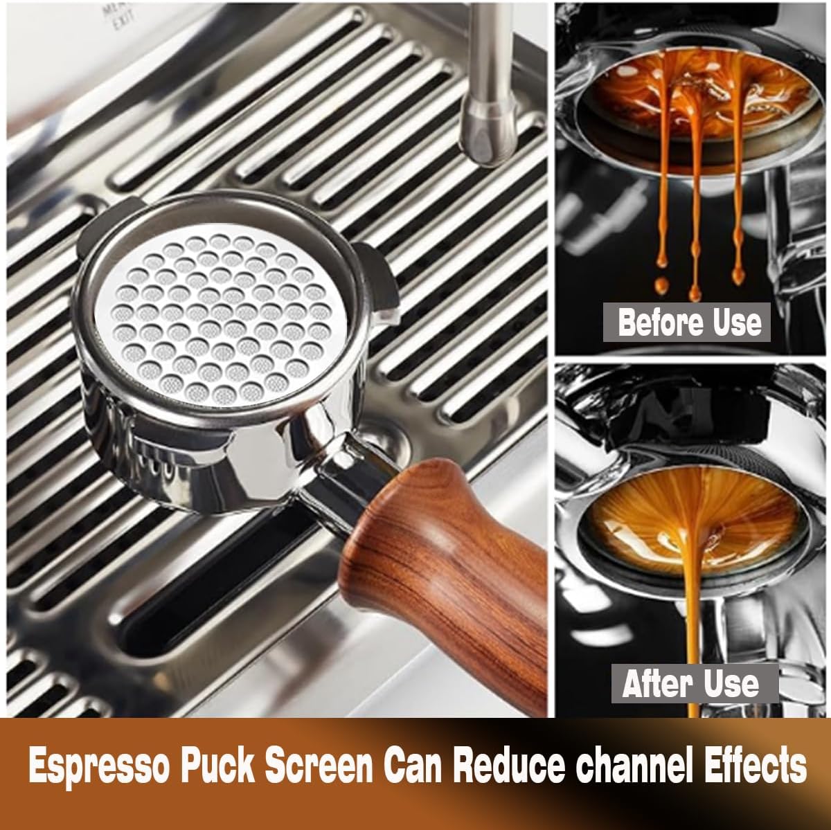 53.3mm Espresso Puck Screen-Food-Grade 316 Stainless Steel, 0.8mm Thickness, Reusable Filter for Espresso Portafilter-Compatible with Puck Screen 54mm Breville &amp; Breville Coffee Accessories