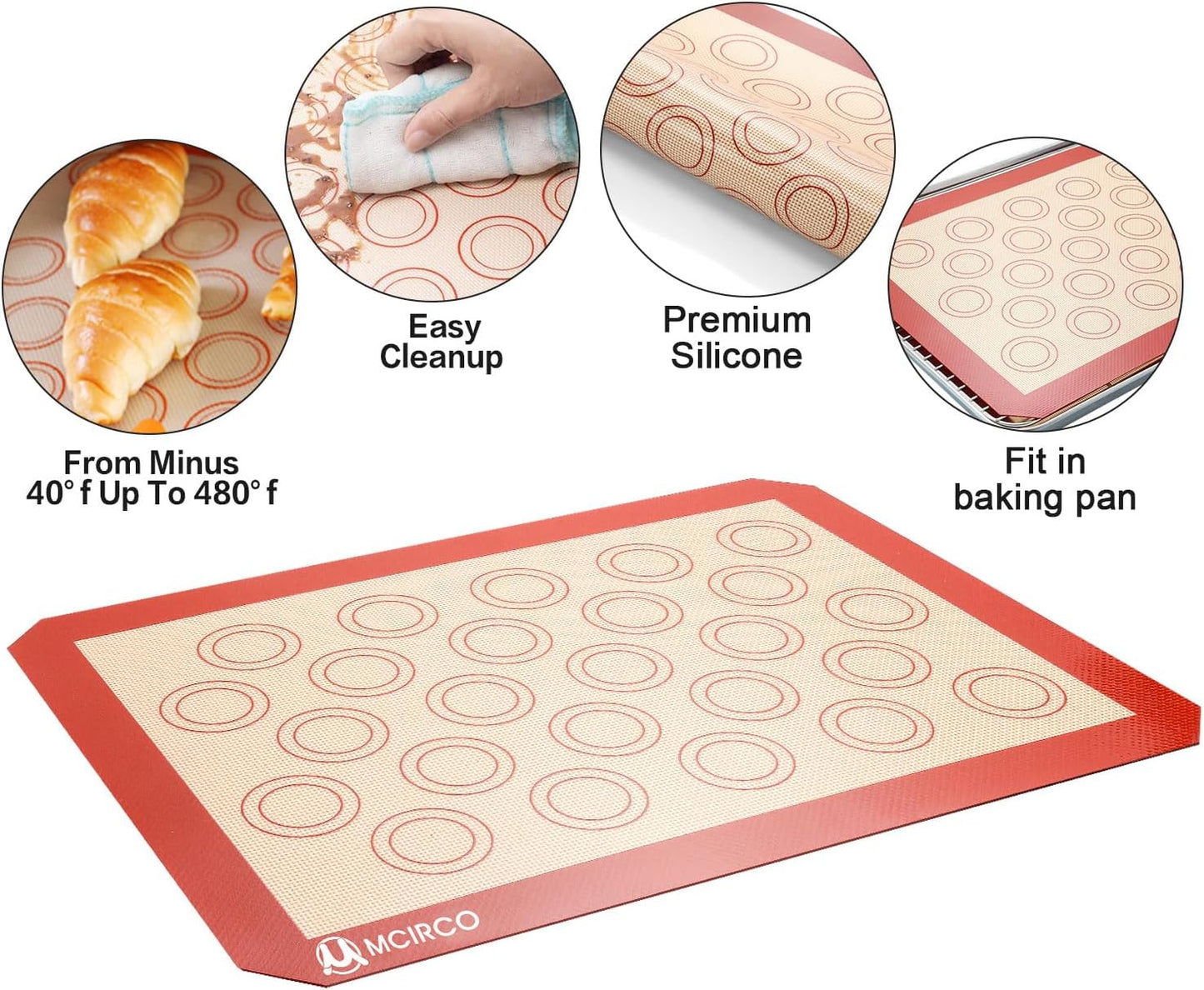 M MCIRCO Baking Sheet with Cooling Rack, Baking Mat Set, Set of 6 | Stainless Steel Cookie Pan with Cooling Rack, 2 Sheets + 2 Racks + 2 Mats,Baking Pan, Size 16 x 12 x 1 Inch Easy Clean