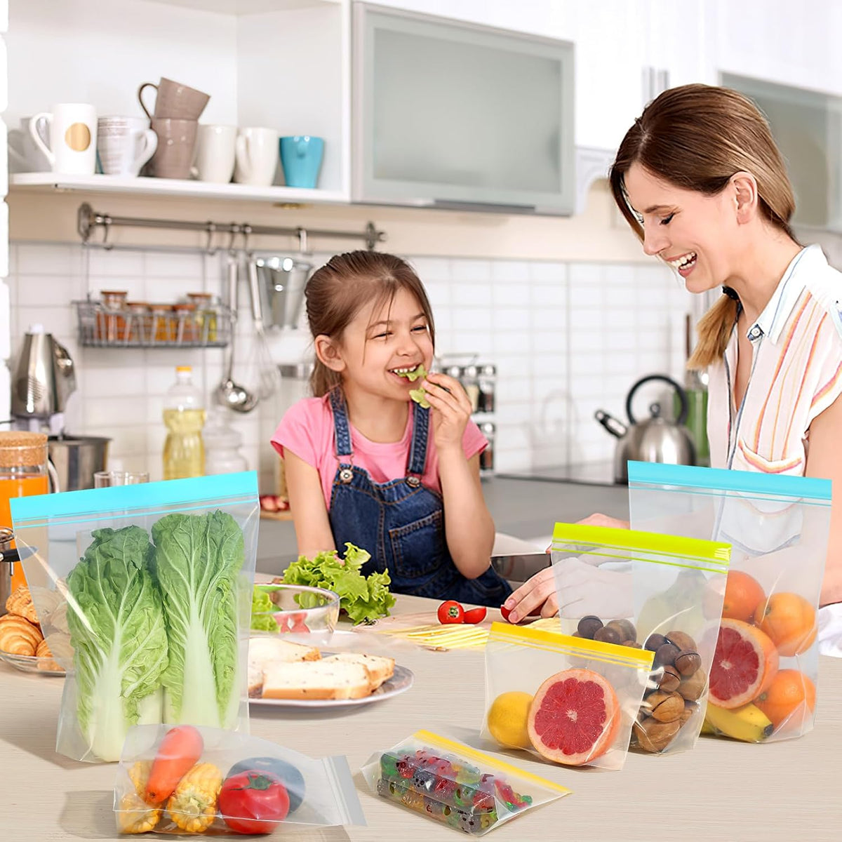 Lerine 16 Pack Stand Up Reusable Gallon Freezer Bags, Dishwasher Safe
