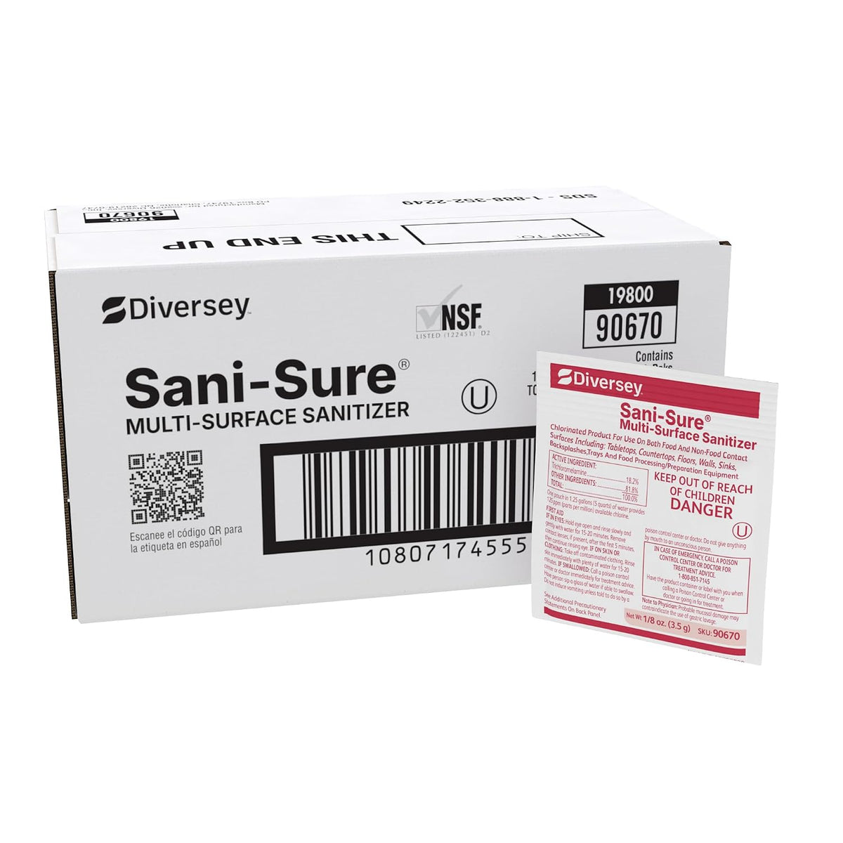 Diversey Sani-Sure Multi-Surface Sanitizer, 100 x 0.125 oz Packets