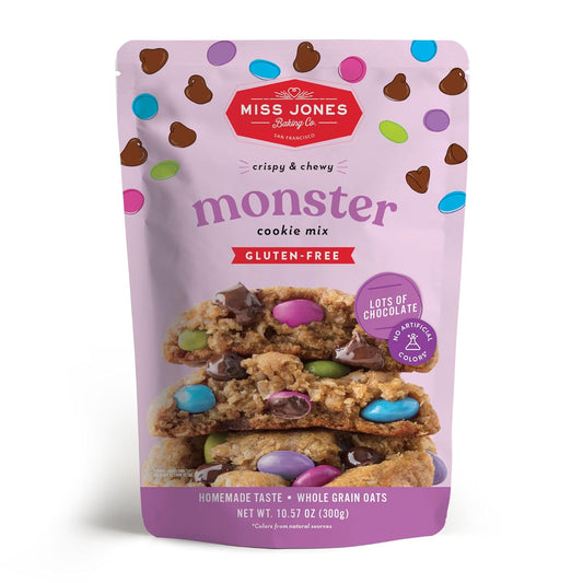 Miss Jones Baking Gluten-Free Monster Cookie Mix - Certified Gluten Free & Made with 100% Oats, Easy To Bake Desserts &