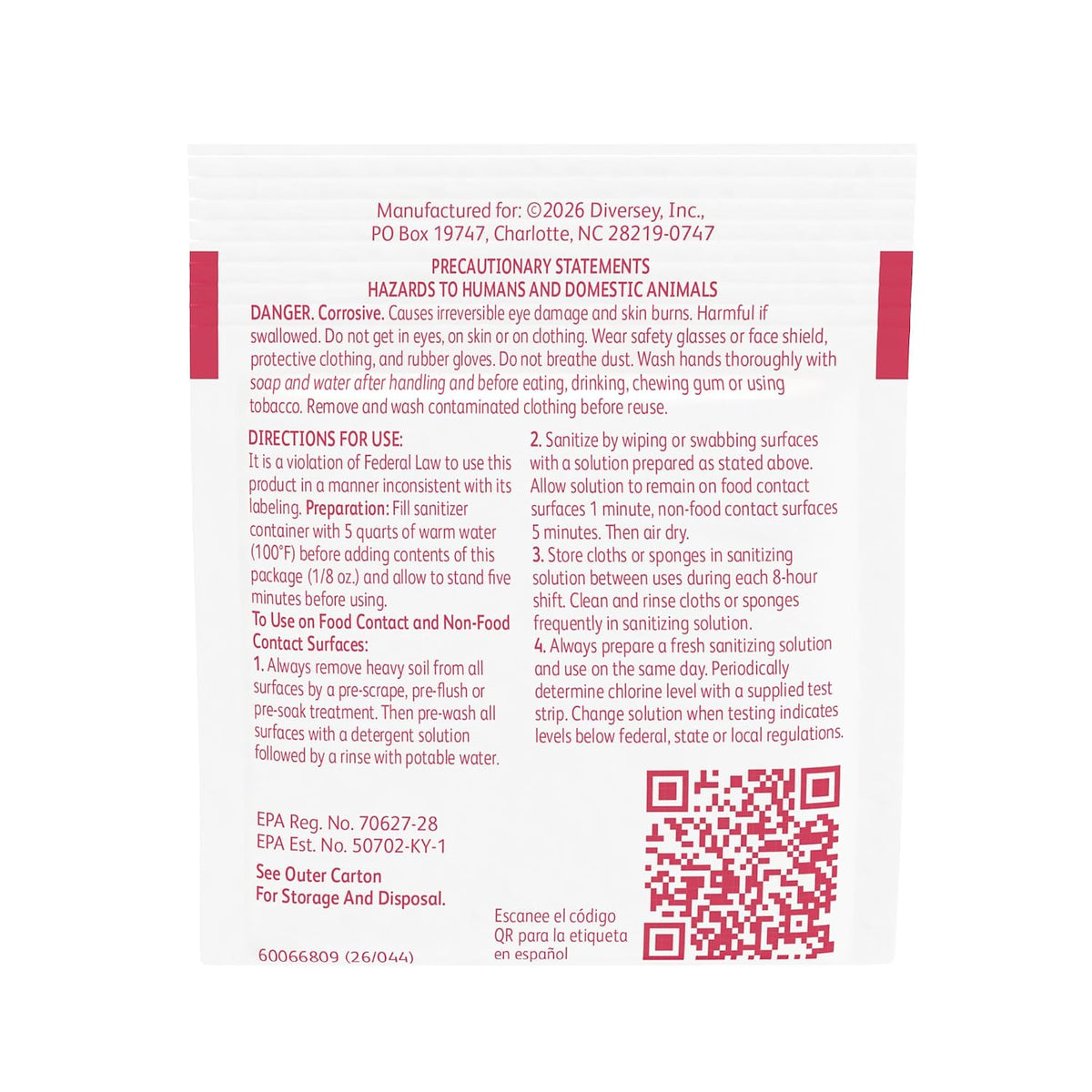 Diversey Sani-Sure Multi-Surface Sanitizer, 100 x 0.125 oz Packets