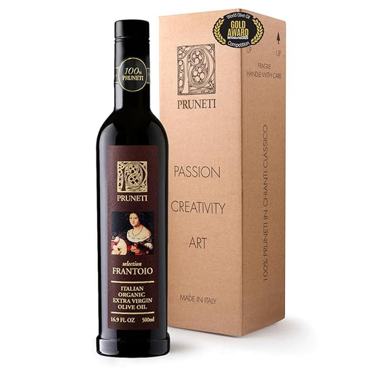 Pruneti Frantoio Organic Extra Virgin Olive Oil – Italian Olive Oil from Tuscany, Italy, 2025 Gold Award Winner – 500+ mg/kg