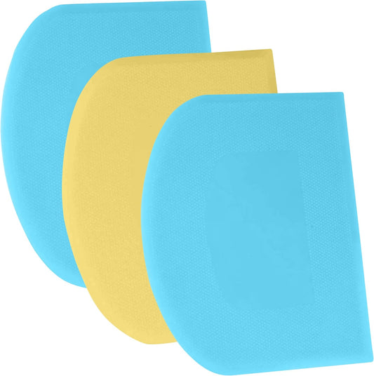 SURDOCA Dough Scraper - 3P 7.1x4.9" Plastic Flexible Bowl Scraper, Sharp Edge & Angles Cake Scraper. Non-Slip Bakeware