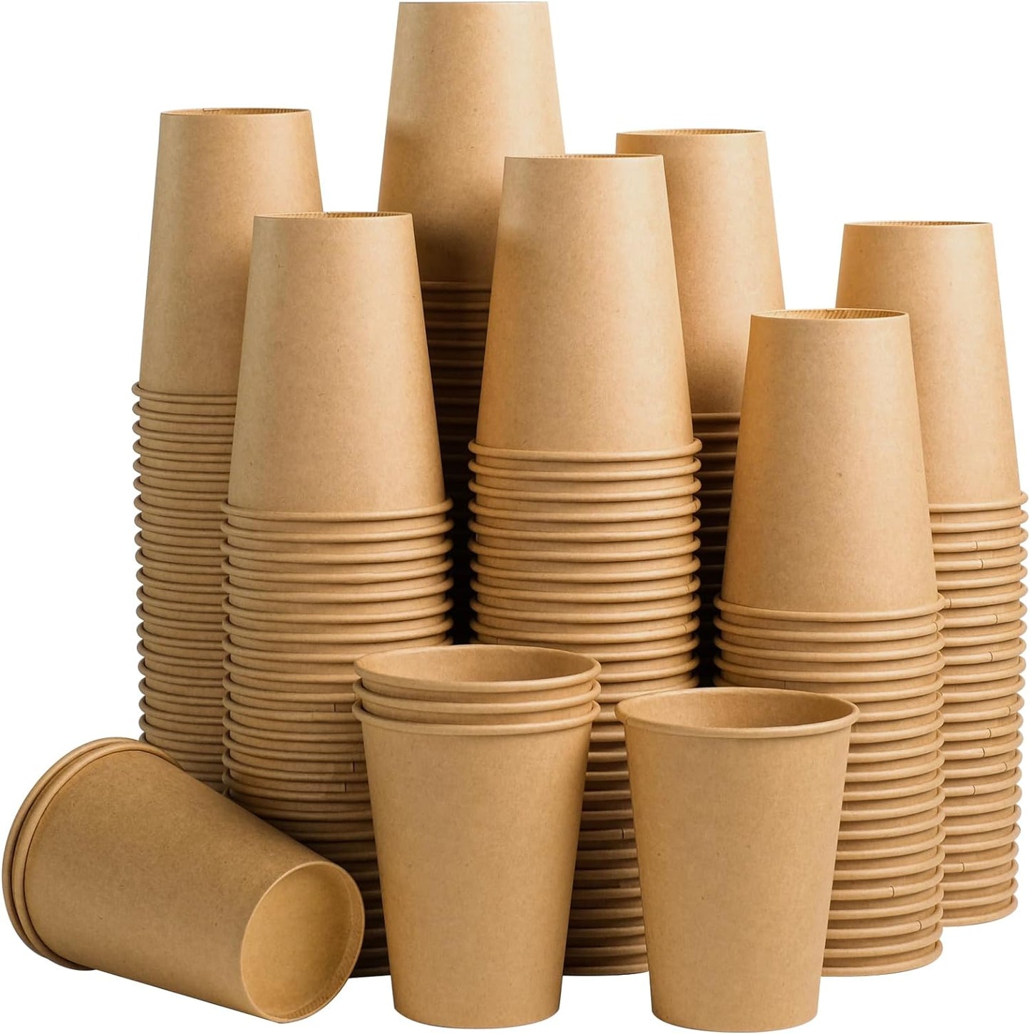 180 Pack 12 OZ Paper Cups, Brown Kraft Disposable Paper Coffee Cups 12 oz, Unbleached Paper Cups for