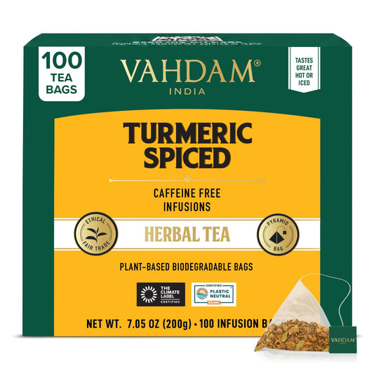 VAHDAM Turmeric Ginger Cinnamon Tea Bags with Black Pepper (100 Count)