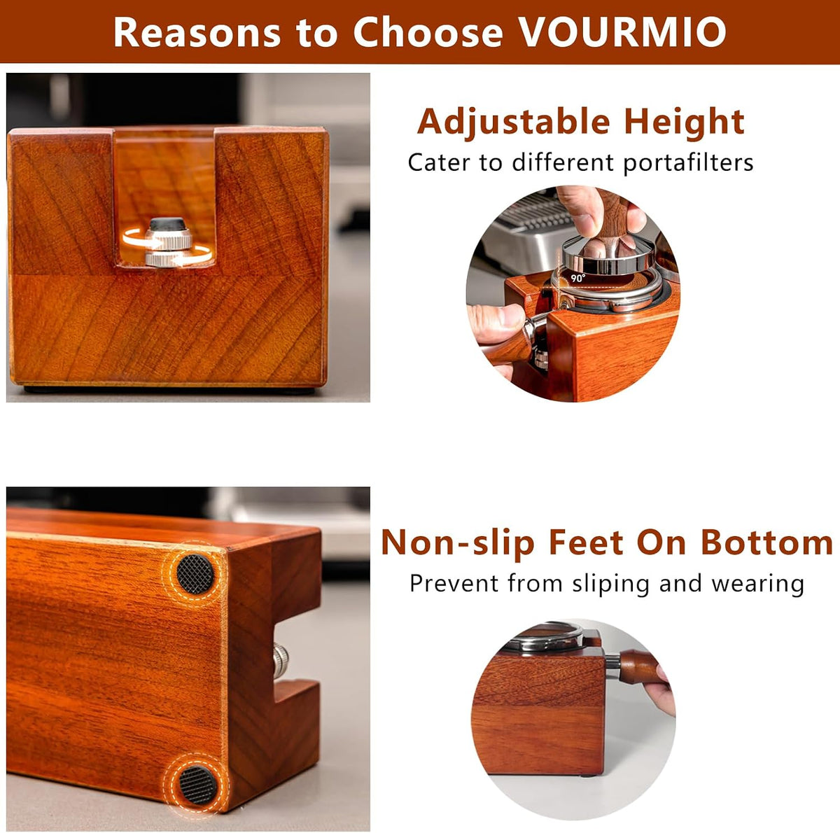 Espresso Tamping Station - 8 in 1 Espresso Coffee Organizer for Storage 51/53/54/58MM Espresso Tamper, Distributor, Portafilter &amp; Puck Screen Accessories, Wooden Tamper Station