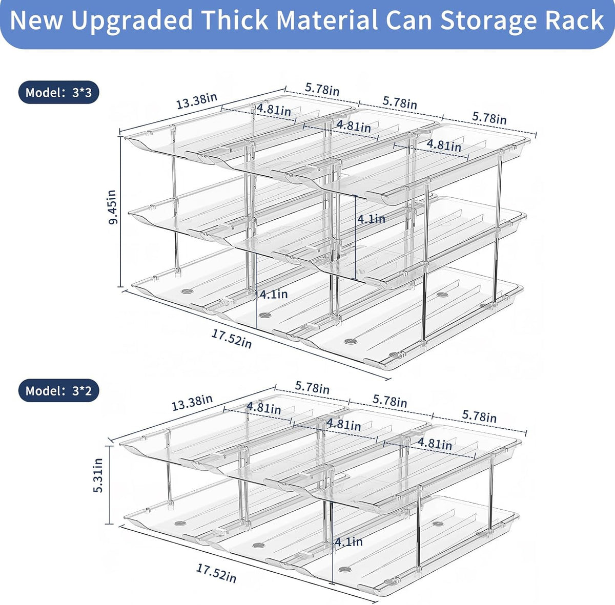 Can Organizer for Pantry Free combination Can Dispenser,Clear 3 Tier Storage Rack for 36 Cans Suitable for Cabinet Pantry Fridge Countertop (3 * 3)