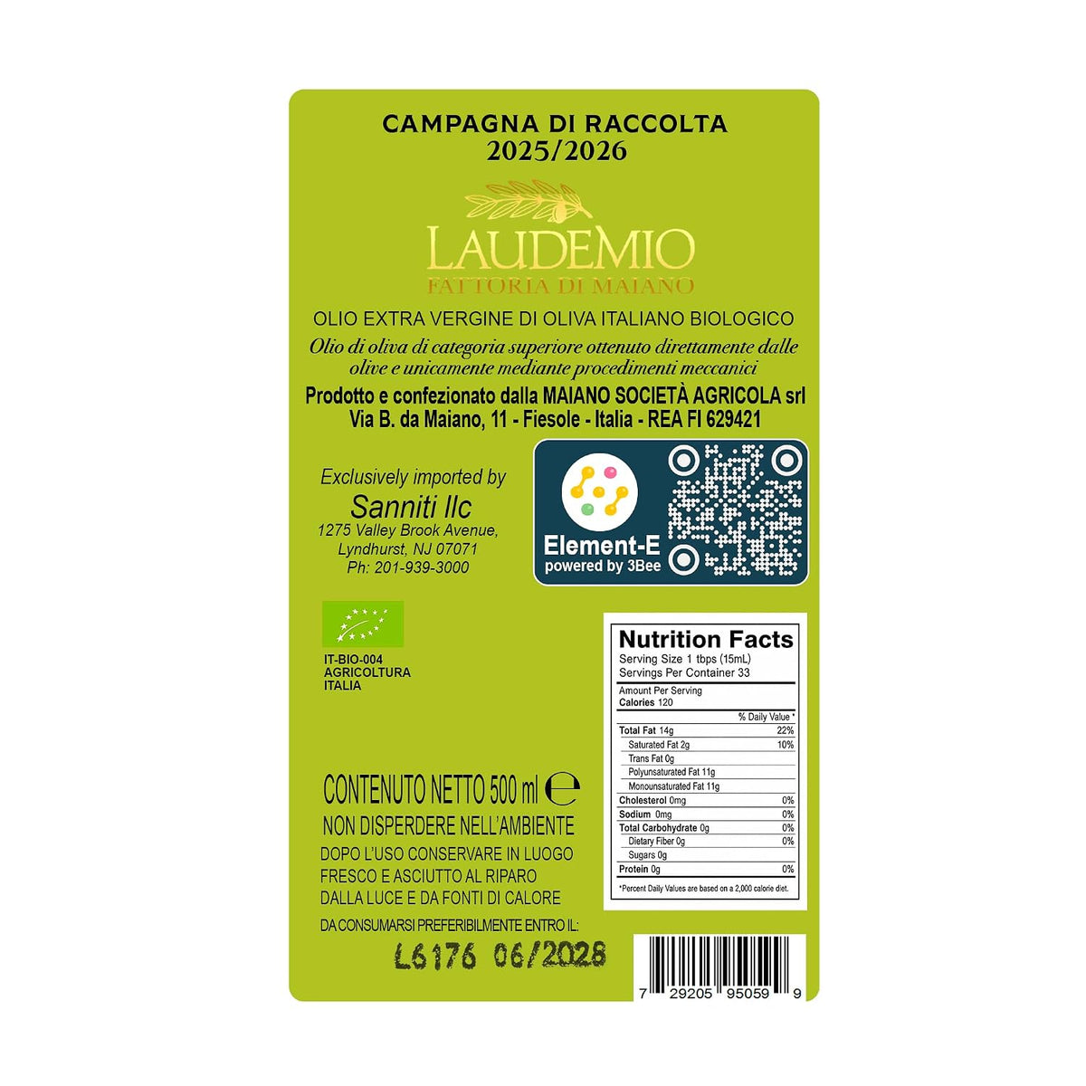Sanniti Laudemio Extra Virgin Olive Oil Fattoria di Maiano