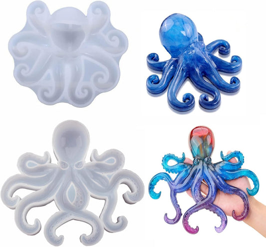 Octopus Resin Mold, Gasusen 2PCS 3D Large Sea Animals Octopus Silicone Molds for Epoxy Resin Casting, Wall Hanging