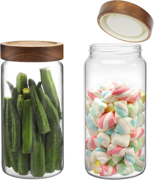 Glass Jar with Screw Top Lid 37oz Borosilicate Glass Spice Jars Seasoning Containers Kitchen Glass Food Storage Canisters