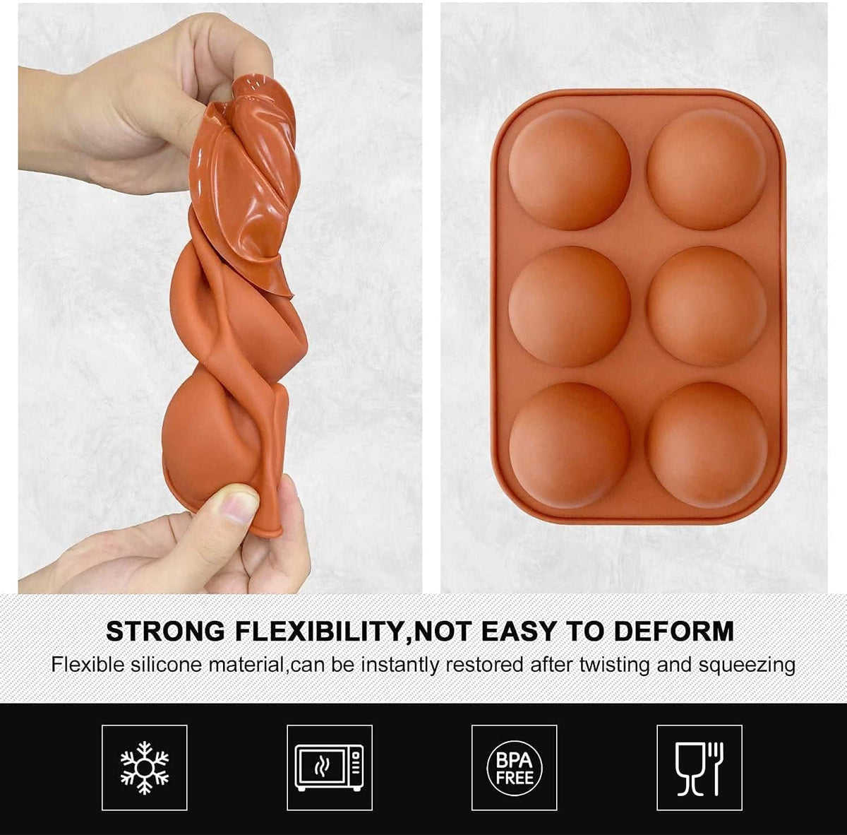 Silicone Hot Chocolate Bomb Mold Medium Semi Sphere Mold, 2 Packs Half Sphere Silicone Baking Molds for Making Chocolate, Cake, Jelly, Dome Mousse