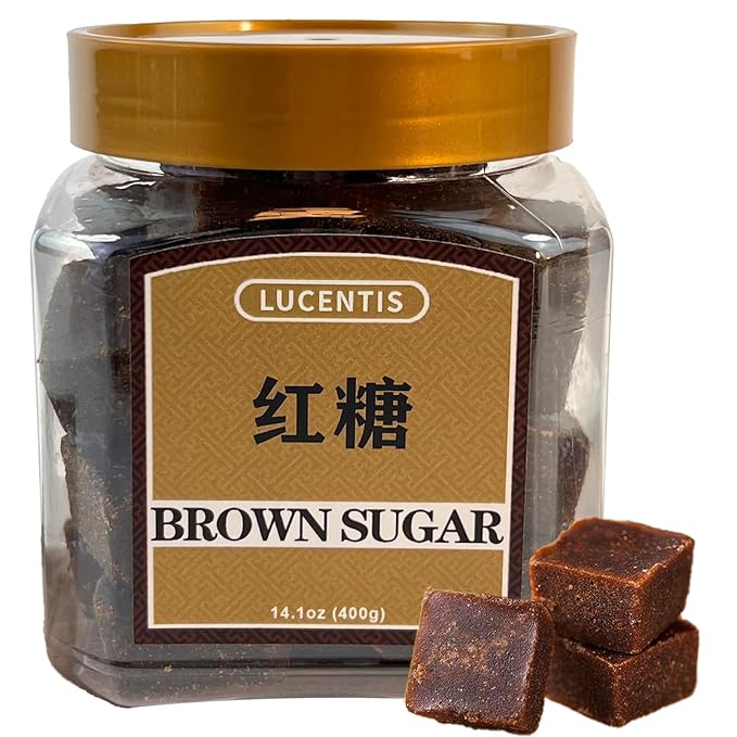 Chinese Brown Sugar Cubes (云南红糖) – 14.2oz (400g) Handmade Yunnan Dark Brown Sugar – Natural Sweetener for Tea & Coffee, Canned Packaging