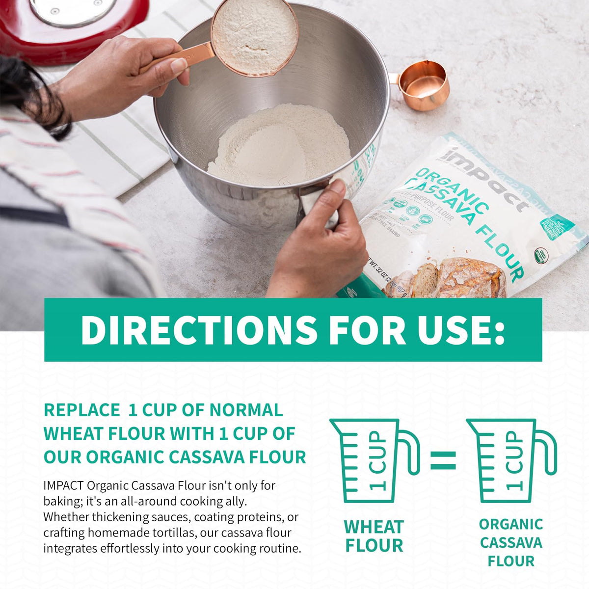 Impact - Organic Cassava Flour - Gluten-Free Baking Flour - 2 lb