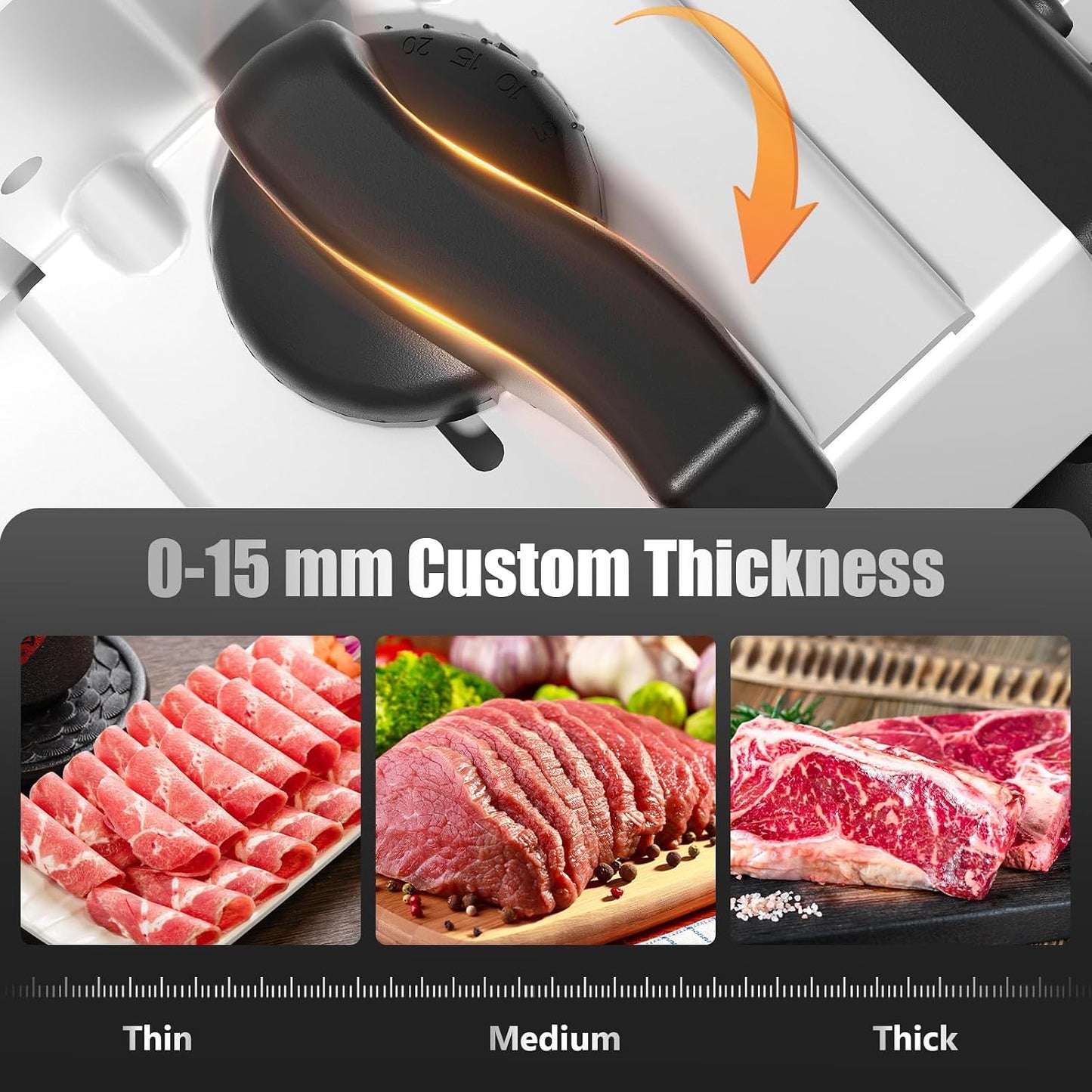 OSTBA Meat Slicer, Two 7.5” Stainless Steel Blades, 200W DC Motor