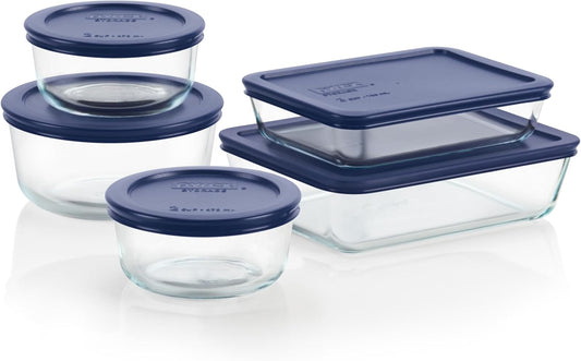 Pyrex Simply Store (5-Pack) Medium Glass Food Storage Containers Set, (3, 4 & 6 Cup) Meal Prep Containers With BPA-Free