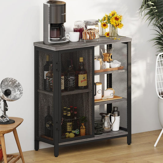 BON AUGURE Liquor Cabinet Bar for Home, Farmhouse Coffee Storage Cabinet for Kitchen, Small Wood Sideboard Buffet Station