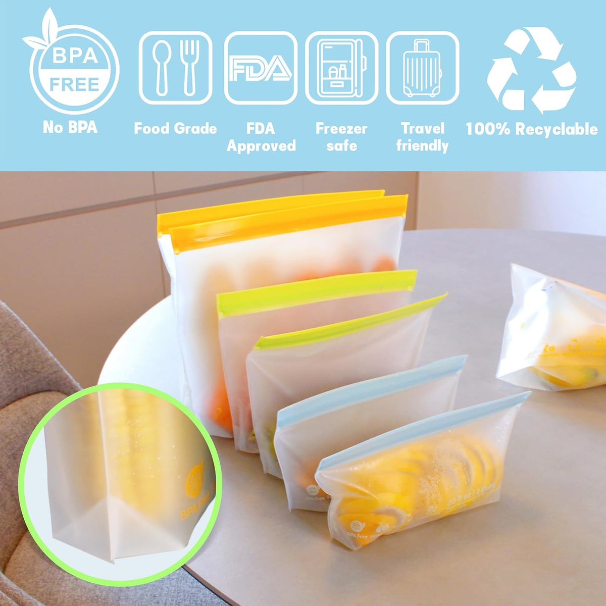 28 Pack Reusable Sandwich Bags,Food Storage Bags Freezer Bags