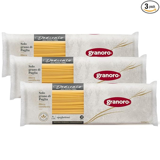 Granoro Dedicato Spaghettoni #110 (Thick Spaghetti) - Authentic Italian Pasta, Made from 100% Puglia Durum Wheat Semolina,