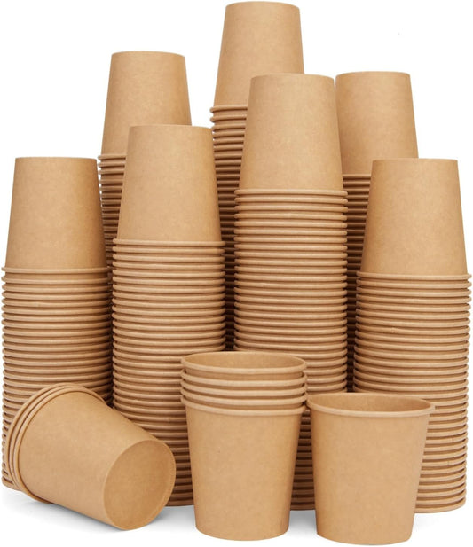 6 oz Kraft Paper Cups - 500 Pcs Disposable Paper Cups Hot Cold Beverage Drinking Cup for Coffee, Water, Tea, Juice, Espresso