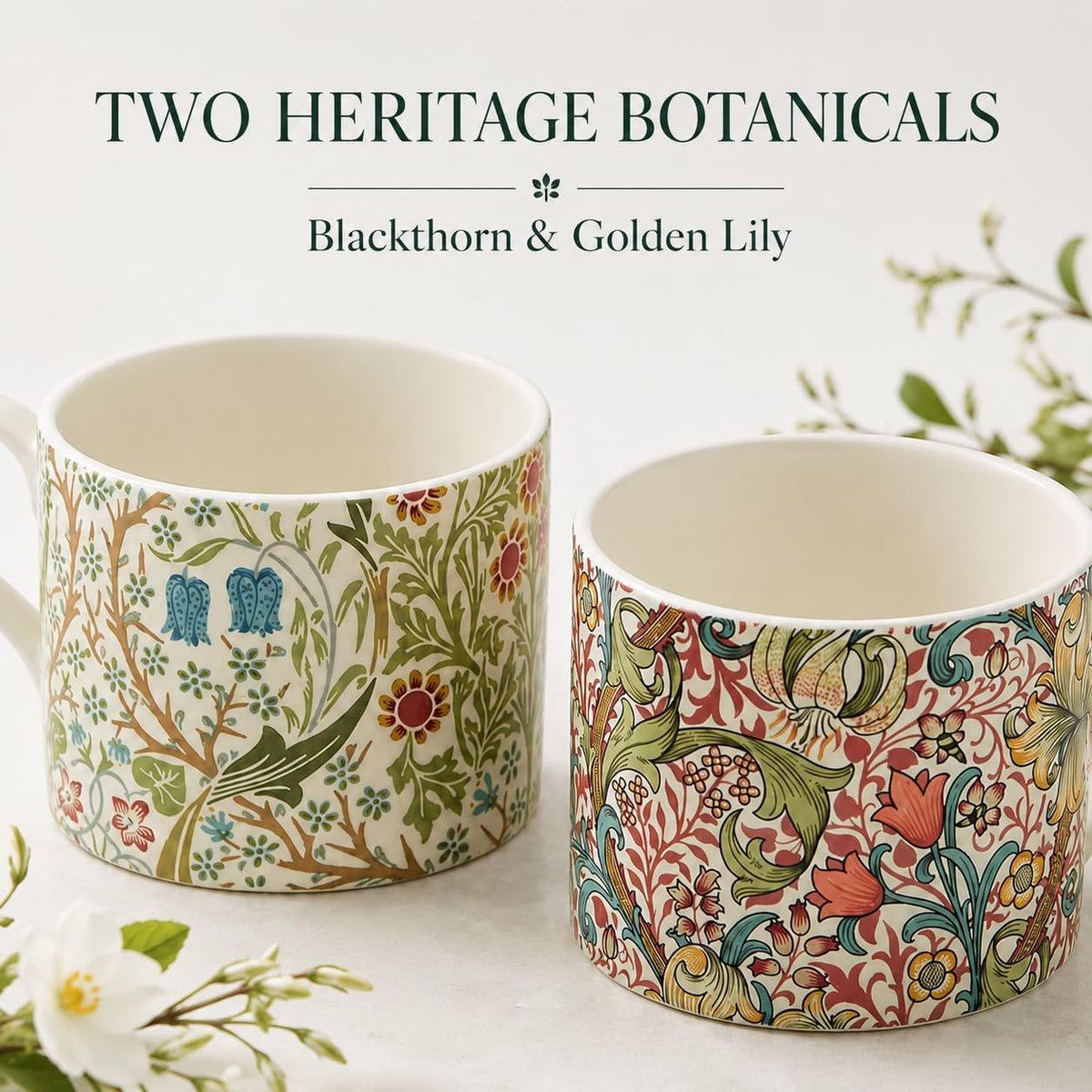 Spode Morris & Co Porcelain Mugs