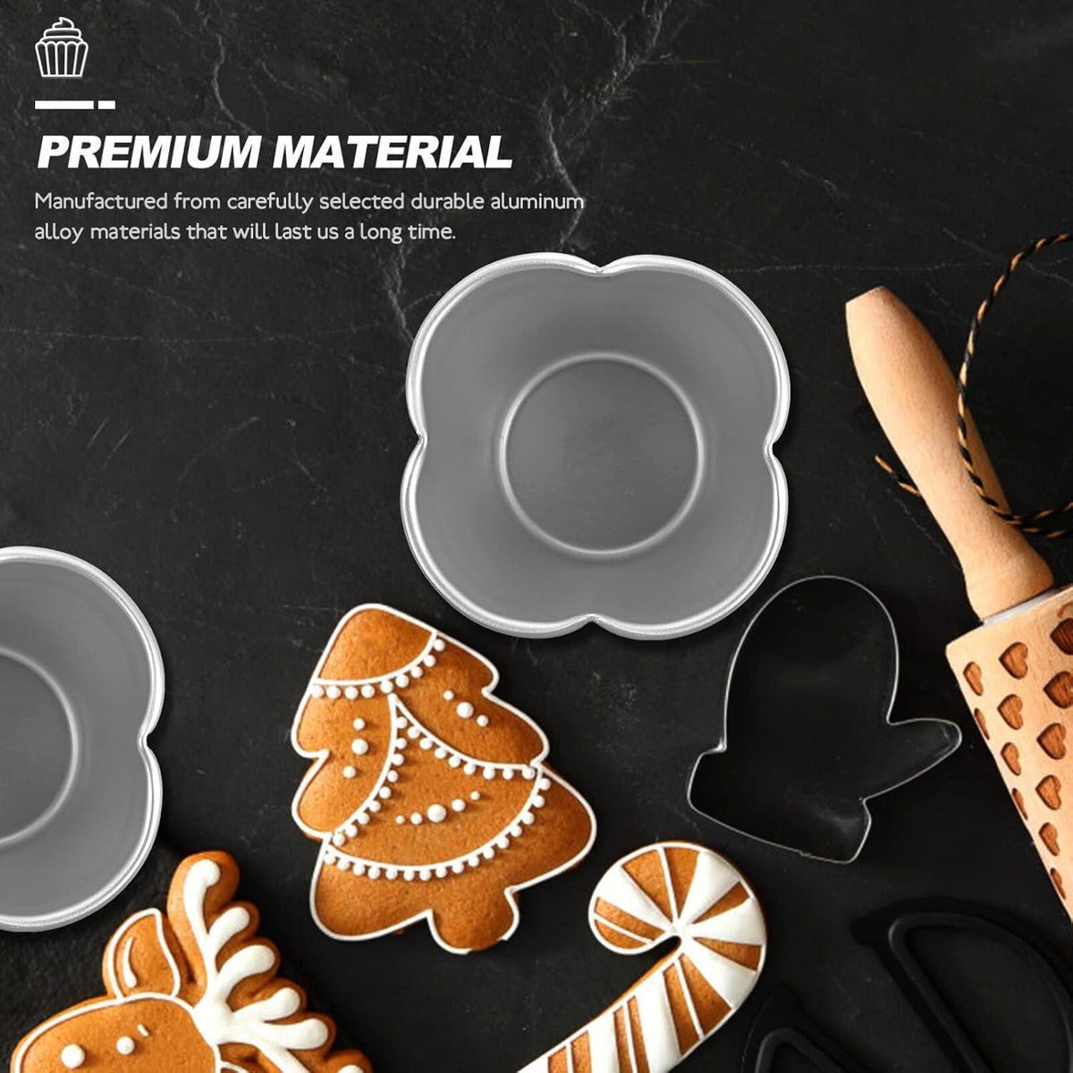 SHERCHPRY 6Pcs Pudding Molds Aluminum Baking Cups Cupcake Mould Muffin Tin Nonstick Pudding Pan Egg Tart Molds Baking Tool for Kitchen Mini Pie Tins