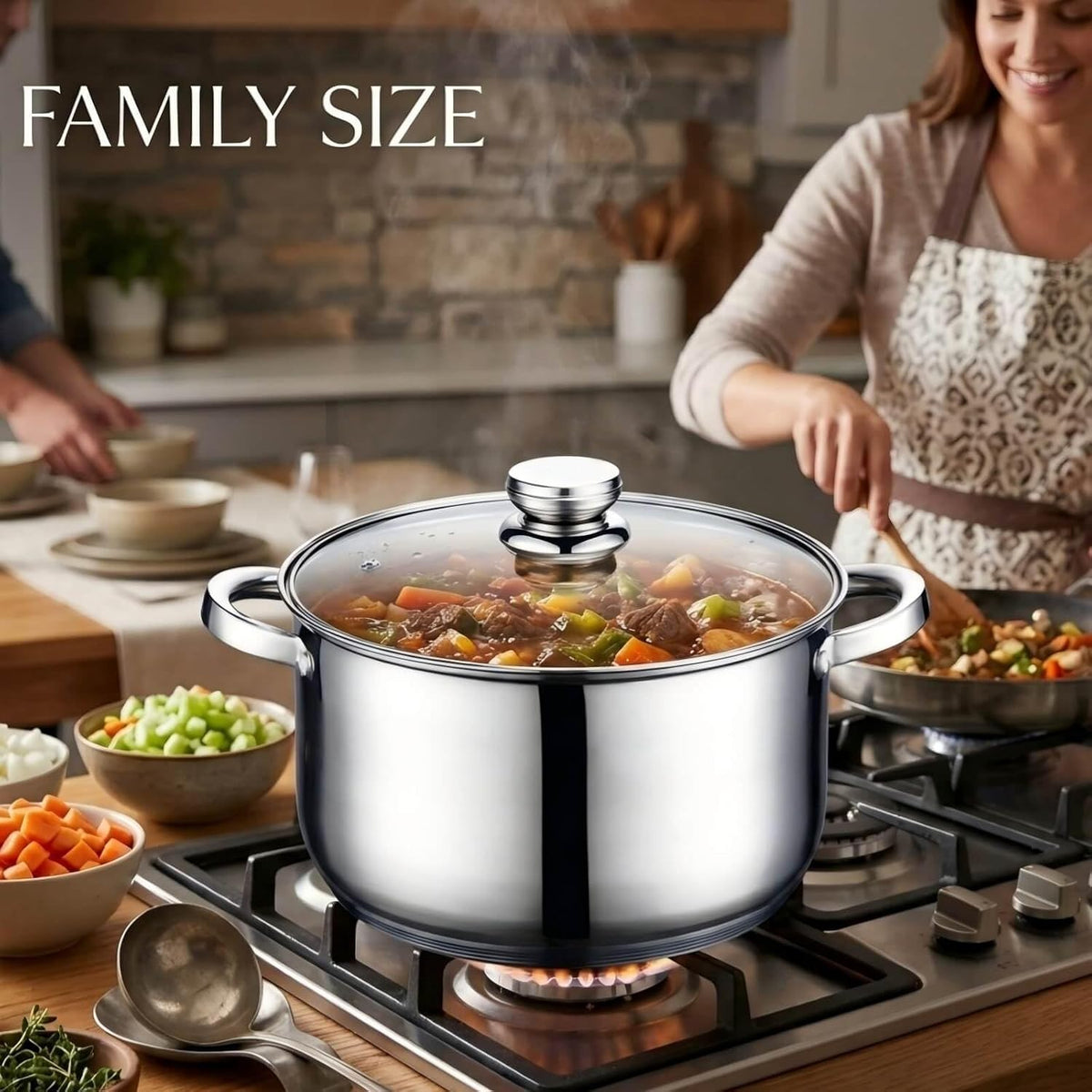 Stainless Steel Stockpot with Lid - 10 Quart Soup Pot for Induction Cooking
