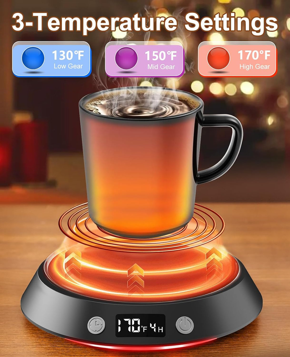 Kepwam Mug Warmer for Desk, Coffee Warmer with 3 Temp Settings &amp; 2-9H Timer