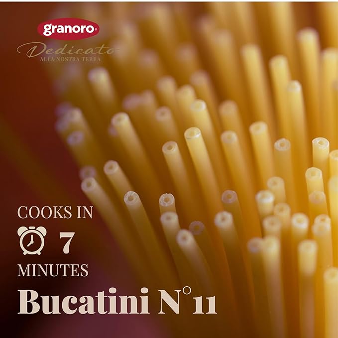 Granoro Dedicato Bucatini #11 - Authentic Italian Pasta, Made from 100% Puglia Durum Wheat Semolina, Non-GMO, Vegan, 1 lb Bags (Pack of 2)
