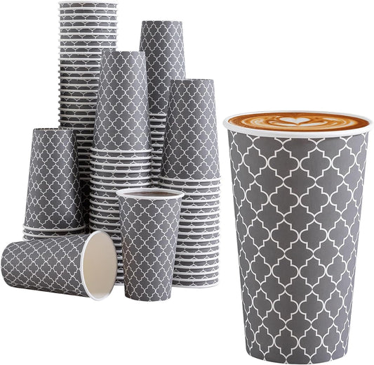 Lamosi Coffee Cups 16 oz 180 Pack, Disposable Coffee Cups, Disposable Cup,16 oz Hot Cup, Paper Insulated Cup for Cold Hot