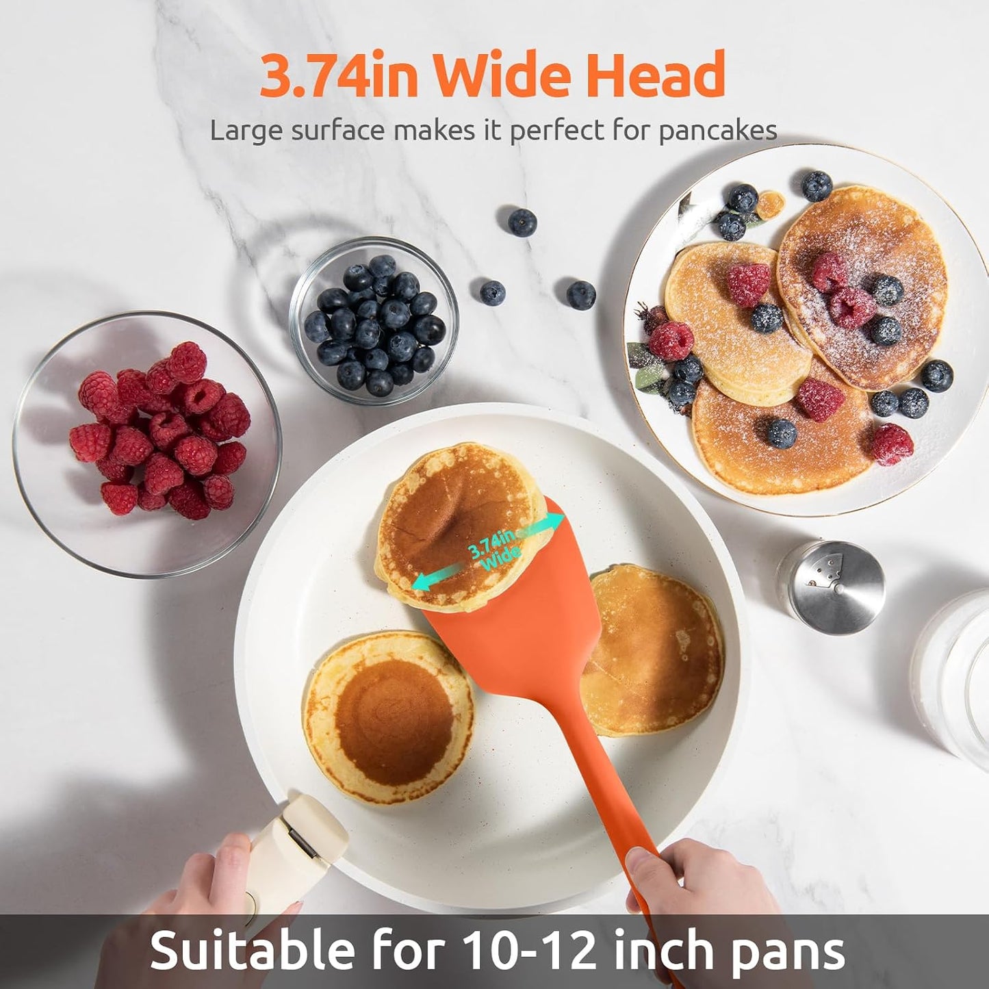 U-Taste Silicone Turner Cooking Spatula, 13.6" Long/3.7" Wide, Orange | 600ºF Heat Resistant Food Grade Silicone Kitchen Utensils, Flexible Egg Flipper &amp; Pancake Spatula Turner for Non Stick Pans