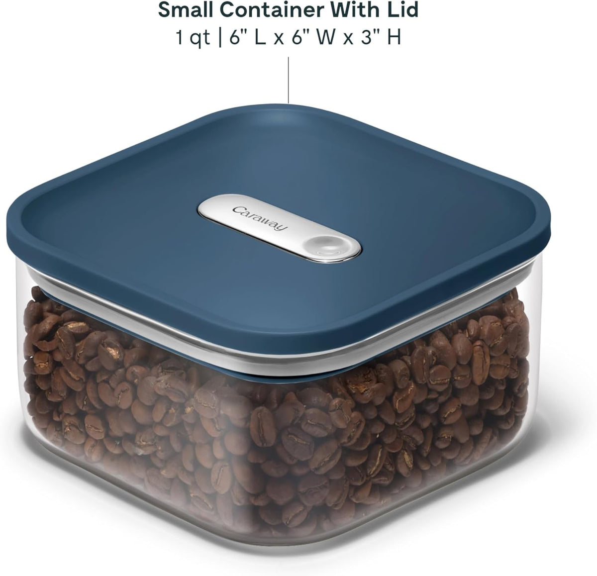 Caraway 1qt Glass Airtight Food Storage Container with Lid – Non-Toxic, BPA-Free Kitchen Storage Container – Stackable, Space-Saving Airtight Container for Dry Goods and More - Navy