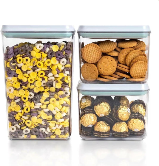 Pop Top Food Storage Containers, 3-Piece Pantry Containers with Lids Airtight, BPA Free Pop Containers for Food Storage, 2 *