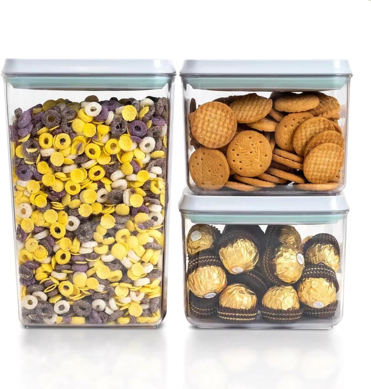 Pop Top Airtight Food Storage Containers, 3 Pack, 1.3Qt x2 + 2.9Qt