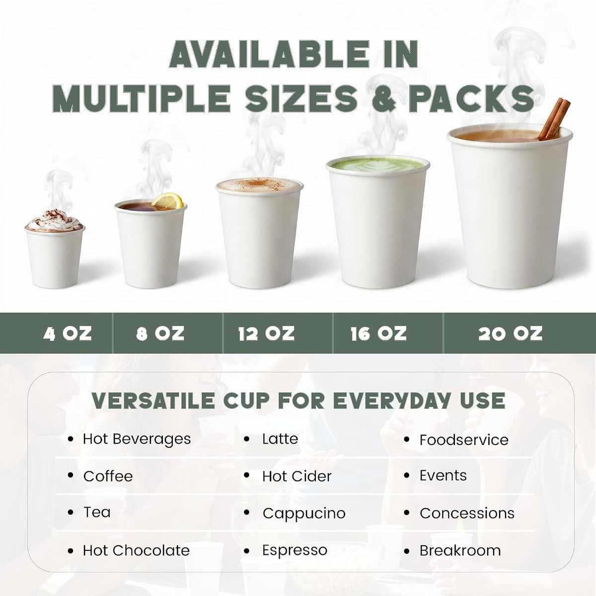 Paper Cups 20 oz 500 Pack for Coffee & Tea 20 oz Made in USA