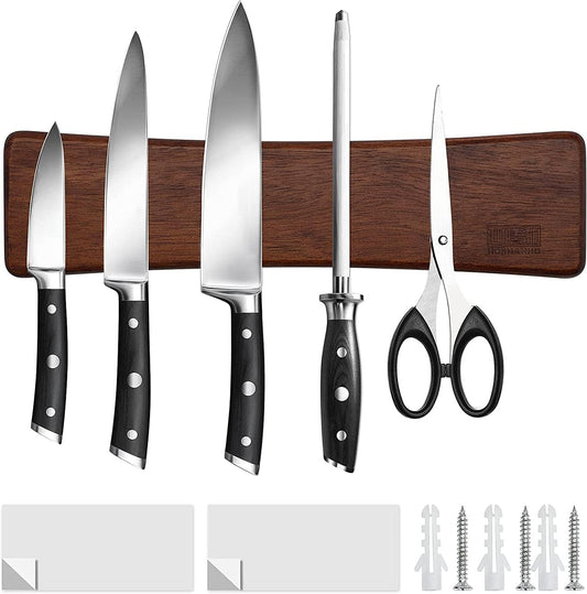 HOSHANHO Magnetic Knife Holder for Wall | Knife Magnetic Strip16 Inch | Knife Holder with Powerful Magnetic | Acacia Wooden