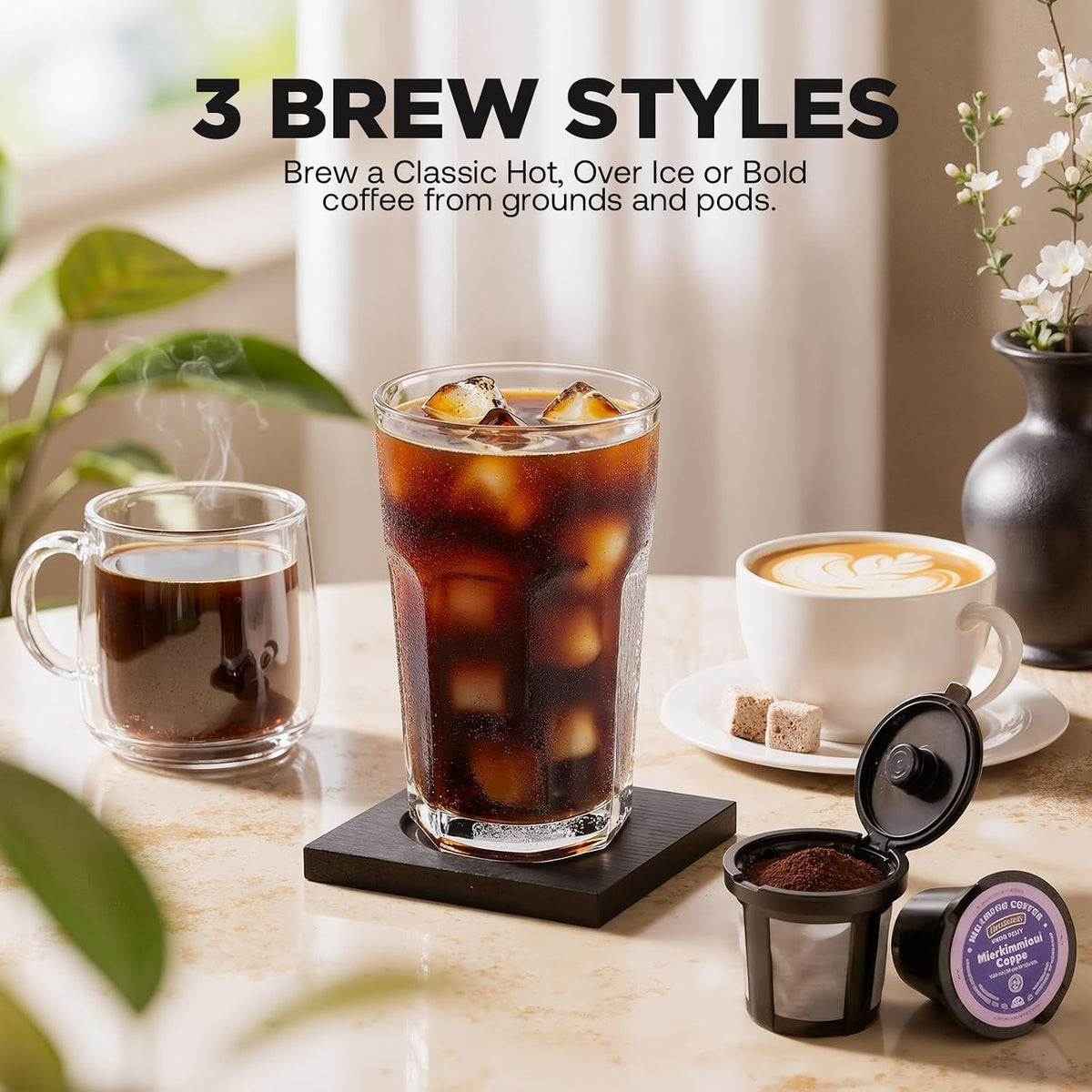 Tastyle Single Serve Coffee Maker Hot and Iced with Bold Brew, Up to 16 Oz