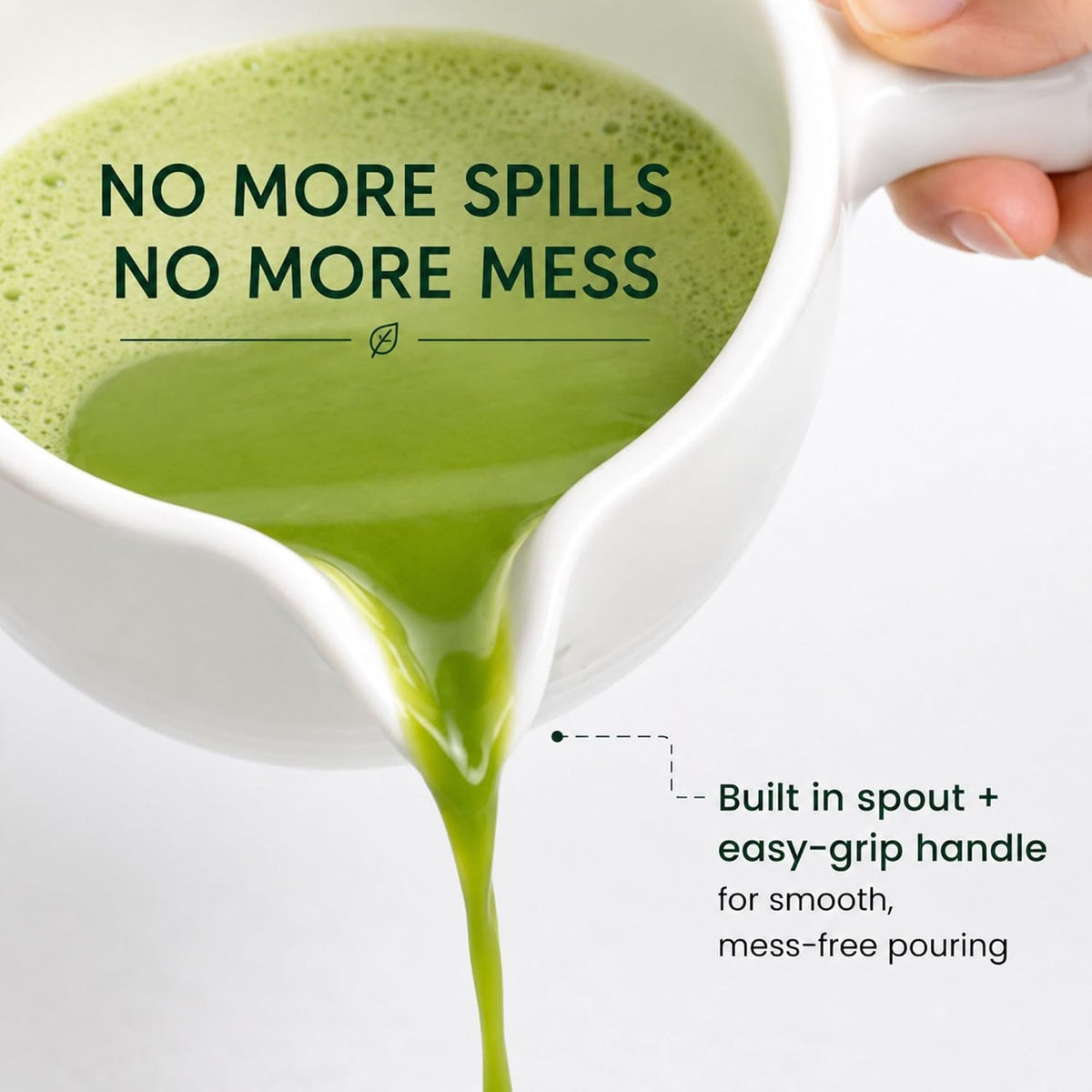 HAPPY PATH & CO Patented Matcha Bowl Set with Handle & Spout - Spill-Free Pouring