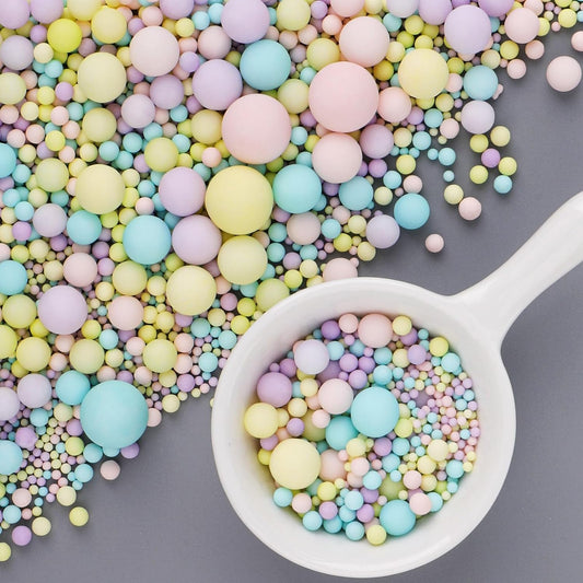 Pastel Pearl Sprinkles Cake Decorations, 6 Sizes Mix 4.6 oz Edible Sugar Sprinkles for Cupcake Cookies Ice Cream Donuts