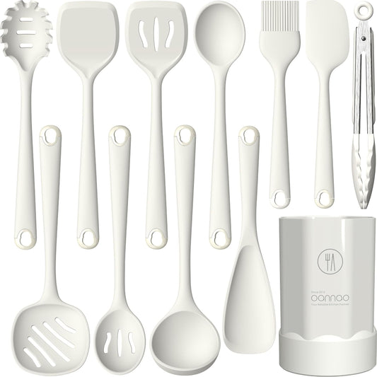 Thickened Silicone Kitchen Utensils Set, 600°F Heat Resistant Silicone Cooking Utensils, Spatula, Spoon, Whisk, Tongs,