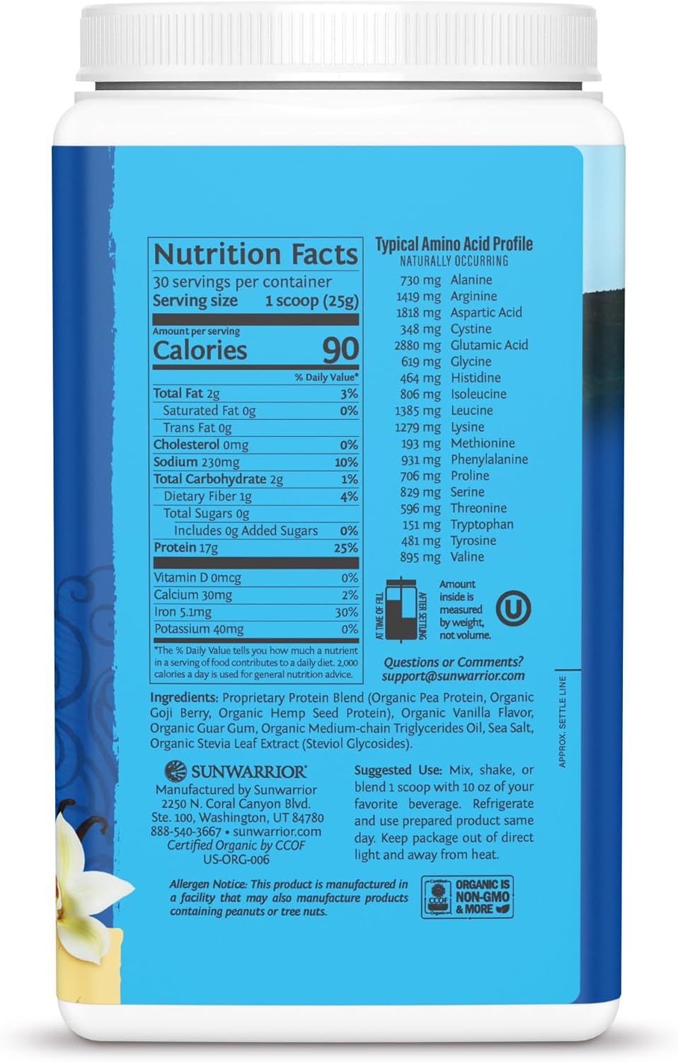 Sunwarrior Vegan Protein Powder Organic Plant-Based Protein
