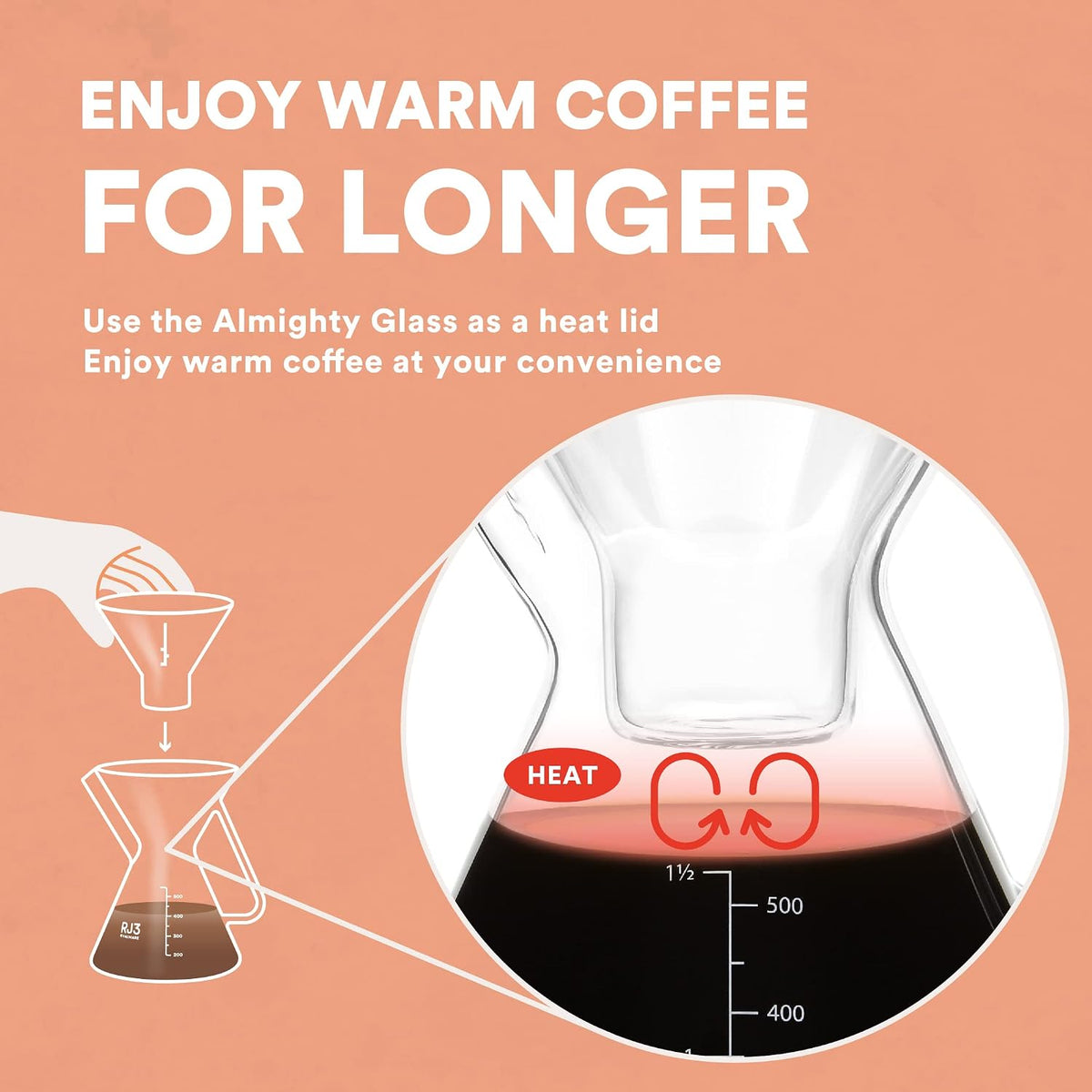ovalware Pour Over Coffee Maker Set 17oz/0.5L | Precision Measuring Cup