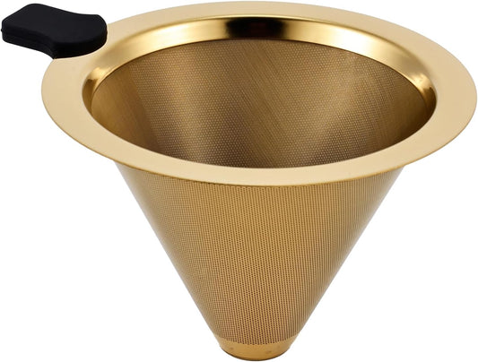 Small Size Pour Over Coffee Filter Dripper, Stainless Steel Metal Cone Drip Coffee Filter, Paperless and Permanently