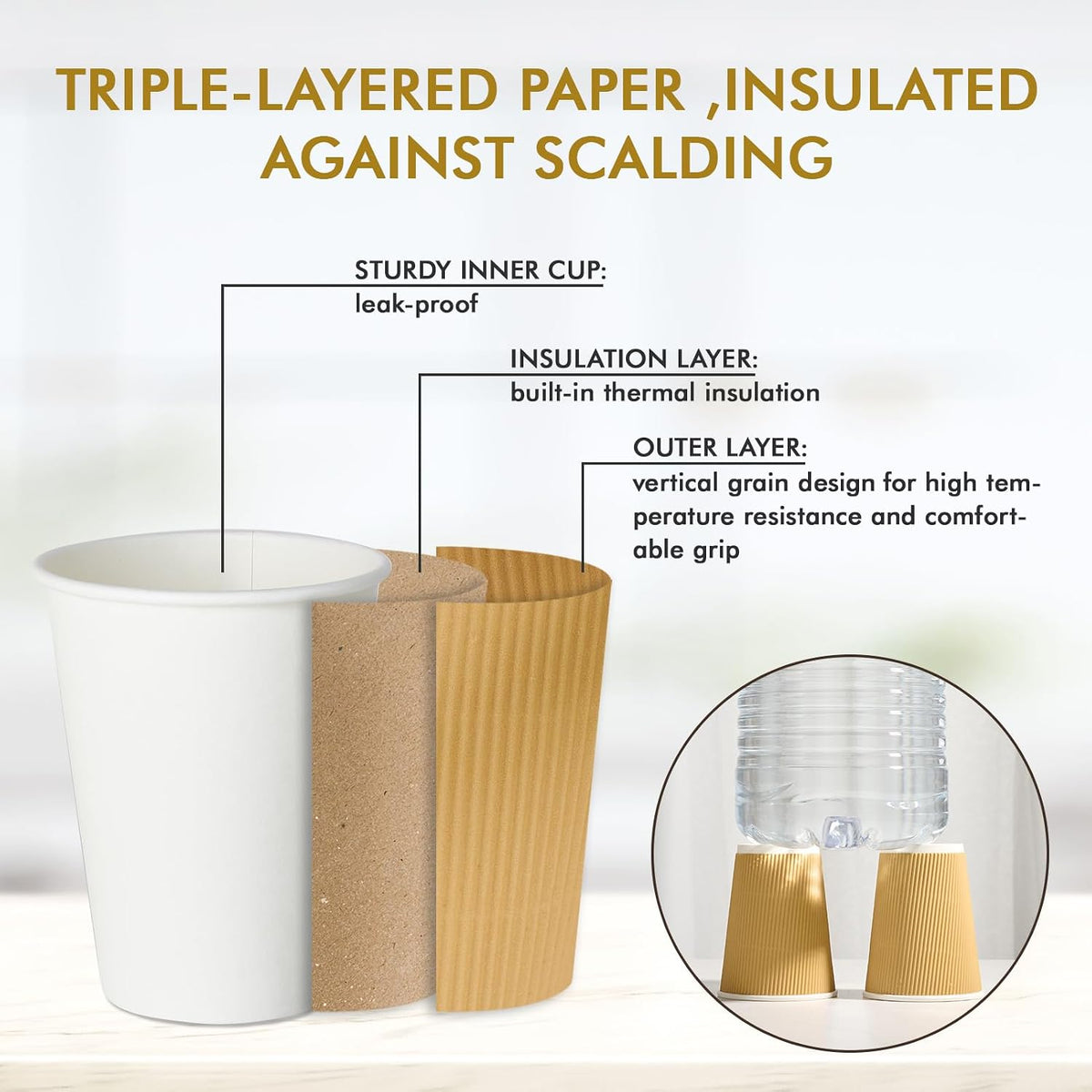 500 Count 12 oz Insulated Ripple Wall Paper Coffee Cups