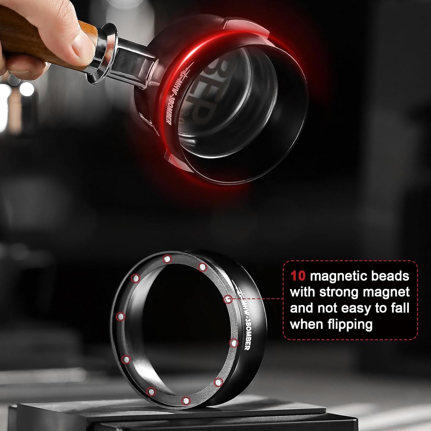 MHW-3BOMBER 51mm Espresso Dosing Funnel &amp; Puck Screen Set, Magnetic Dosing Rring &amp; Reusable Filter kit Compatible with 51mm Bottomless Portafilter, Coffee Dosing Ring with Eppresso Puck DR7015-OS