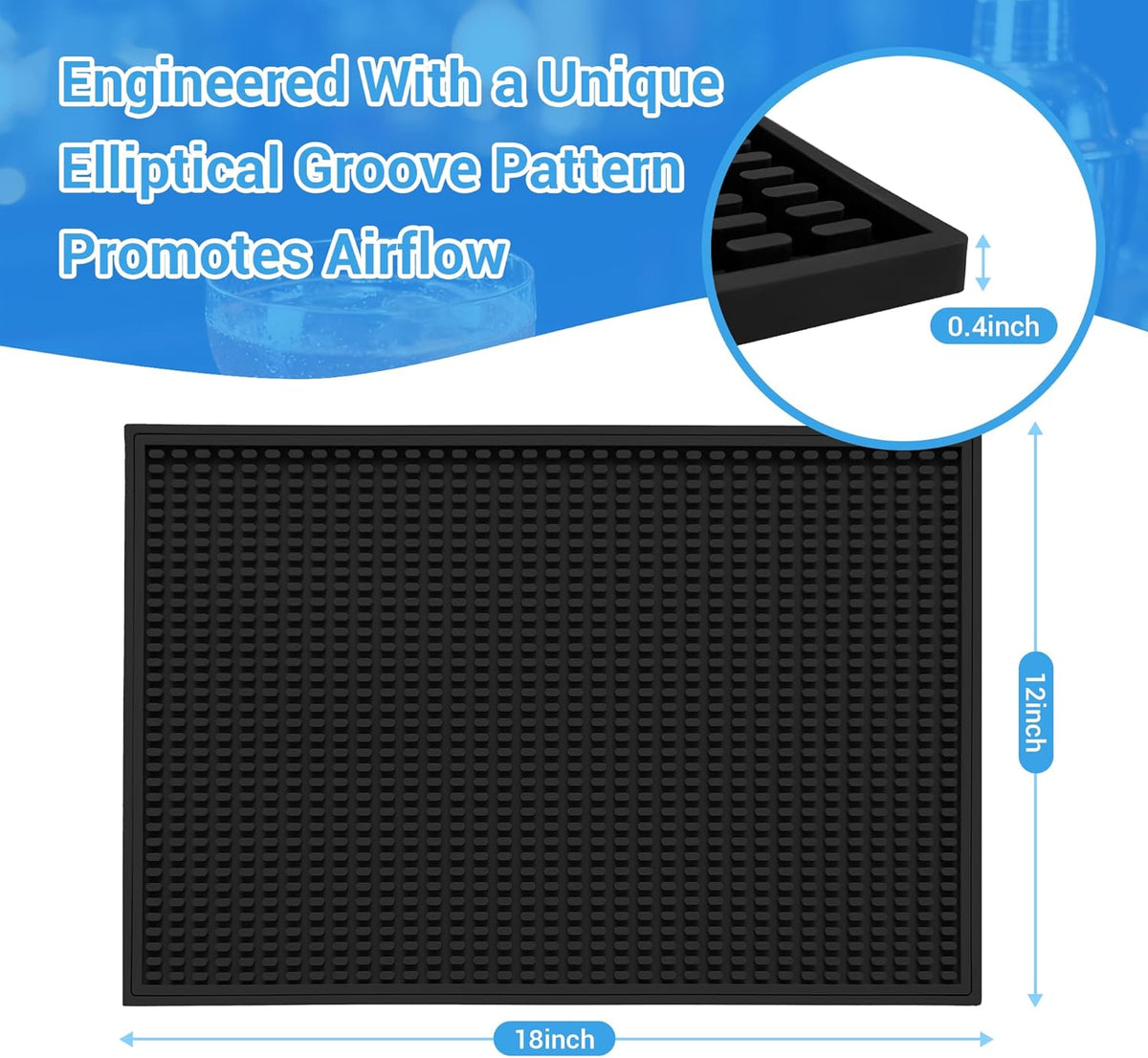 ZJWZLG Bar Mat - Premium 18"X12" Rubber Bar Mats for Countertop