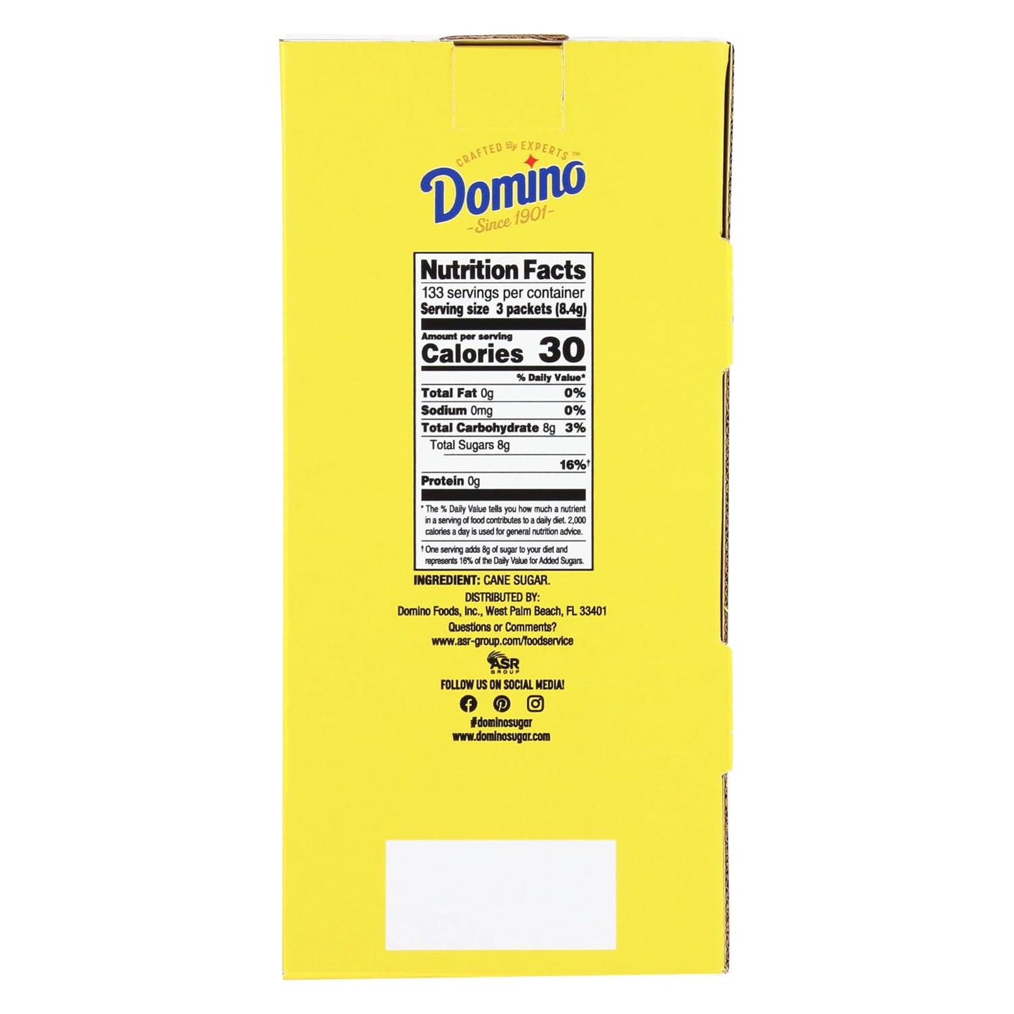 Domino® White Sugar Packets, 400 Count Dispenser Box, 0.10 oz Each | Pre-measured Portions, Mess Free Dispensing, Countertop Ready Access, Ideal for Coffee, Tea, Beverage Service, Single Use