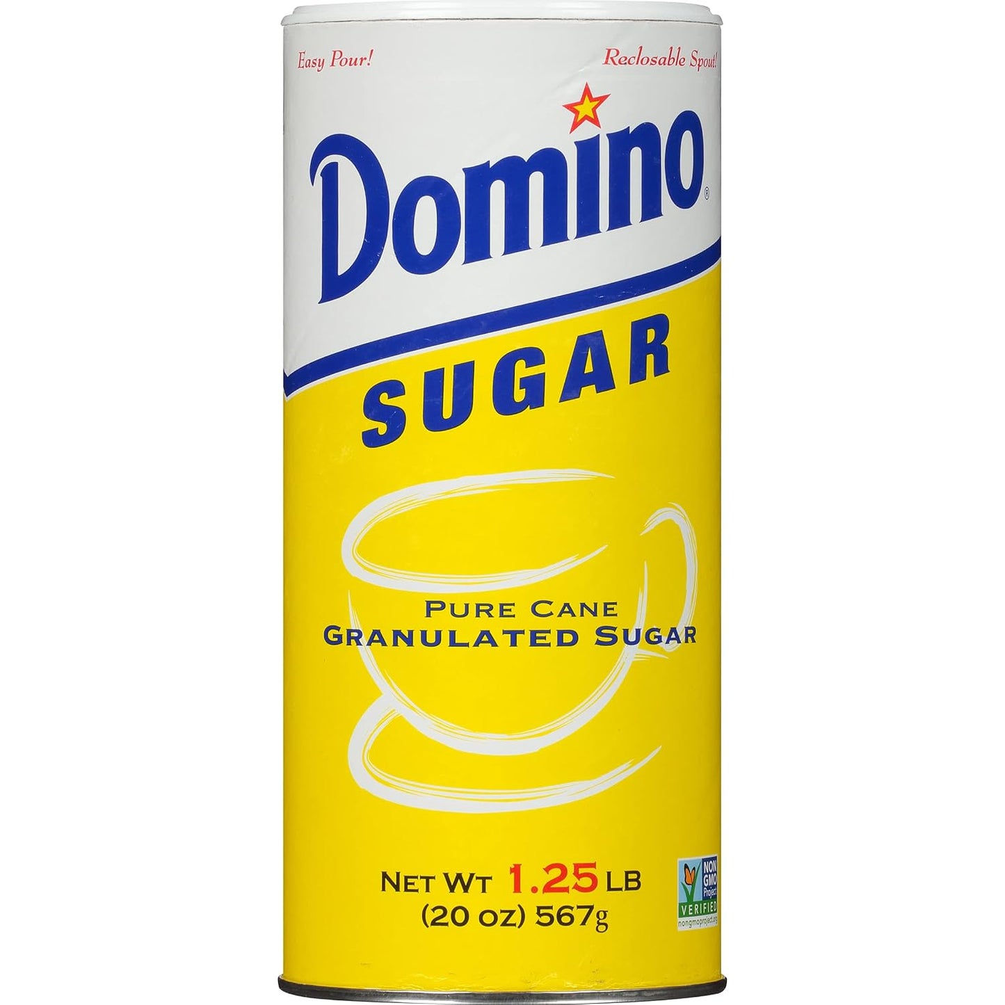 Domino® Granulated Sugar, 20 oz Canister, 3 Pack | Granular Crystals, Easy Pour Spout, Resealable Storage, Ideal for Baking Cooking Beverages, Controlled Dispensing, Pantry Use