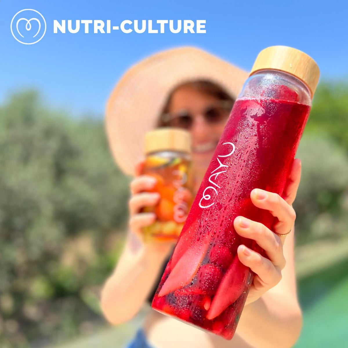 mayu, Pure Glass Reusable Water Bottle w/Bamboo Lid (1 Liter), 100% Grade-A Borosilicate Glass, Modern Minimalist Design, Leak Proof, Eco Friendly, Great for Outdoor &amp; Everyday Use, Dishwasher Safe